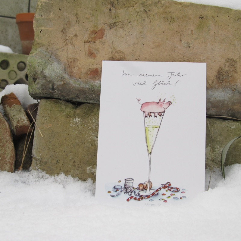 Silvester-Postkarte, Neujahrs-Postkarte