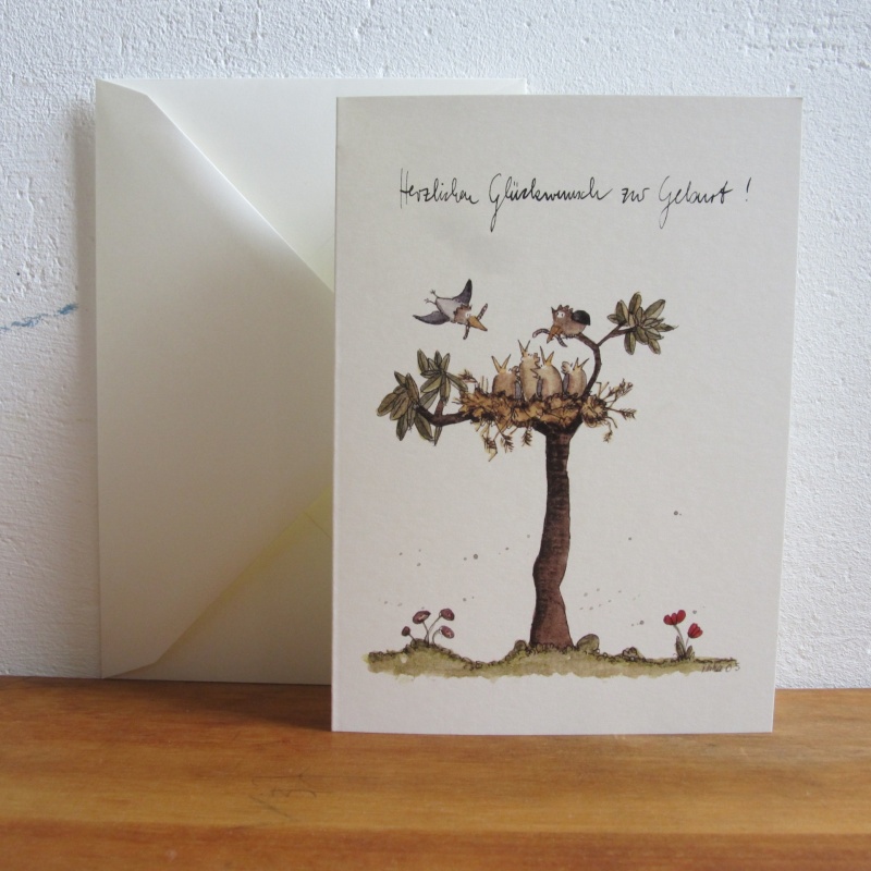 Vogelnest mit Kindern und Eltern