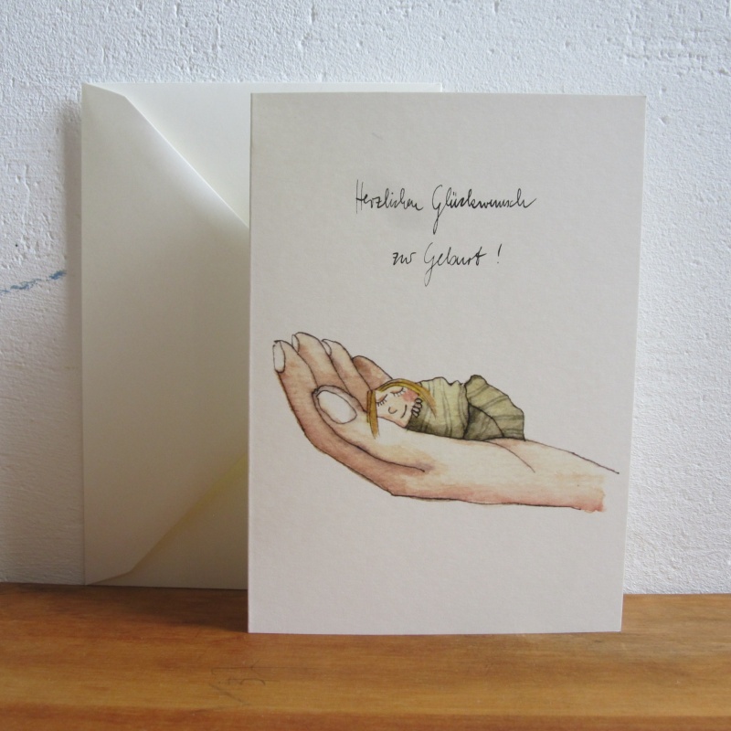 Hand mit Kind in der Hand zur Geburt