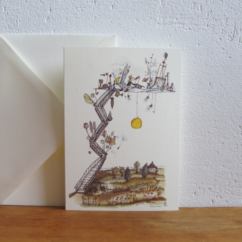 Landschaft mit Leiter und Wolkenort mit vielen kleinen Details