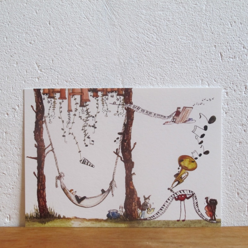 Kollage aus Musikinstrumenten, Illustration Aquarell