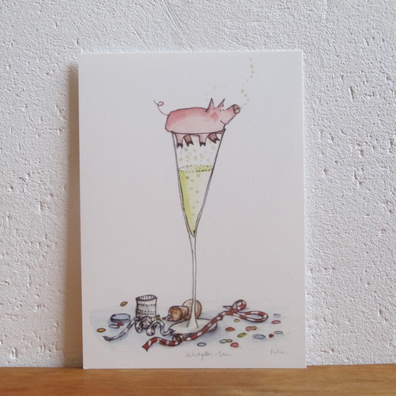 Sekt Schwein, Sektglas, Gratulation